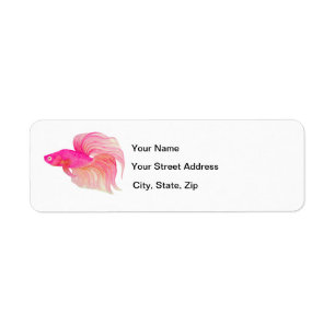 Etiqueta Pink Betta Fish Watercolor