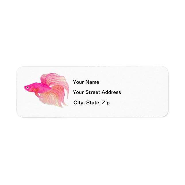 Etiqueta Pink Betta Fish Watercolor (Frente)