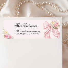 Etiqueta Pink Bow Bridal Shower Return Address Label