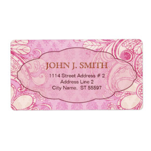 Etiqueta Pink & Brown Swirls - Texto Personalizado
