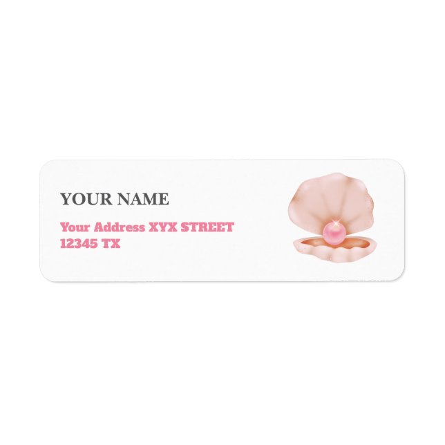 Etiqueta Pink Coastal Chic Seashell (Frente)
