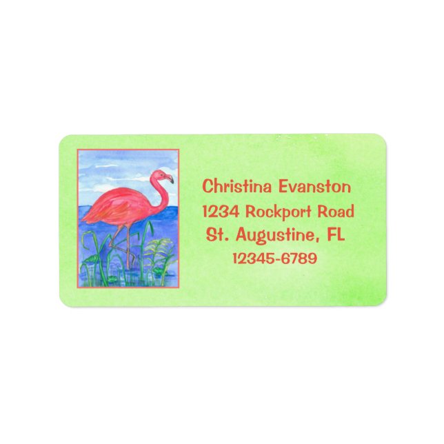 Etiqueta Pink Flamingo Chartreuse Green (Frente)