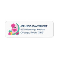Pink Flamingo Momma & Baby with Palm Trete