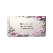 Pink Floral Frame Address Label