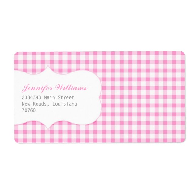 Etiqueta Pink Gingham de moda (Frente)