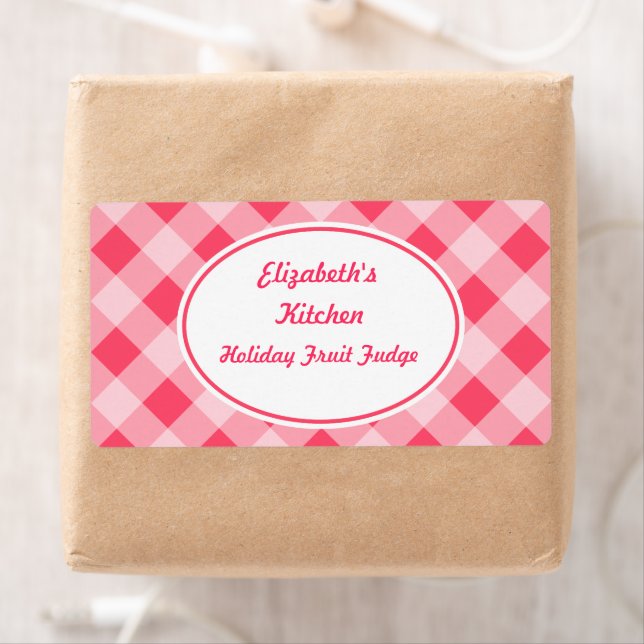 Etiqueta Pink Gingham Kitchen Labels (In situ)
