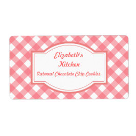 Etiqueta Pink Gingham Kitchen Labels
