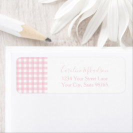 Etiqueta Pink Gingham Monogram Personalized