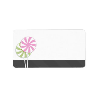 Etiqueta Pink & Green Swirl Lollipop Blank