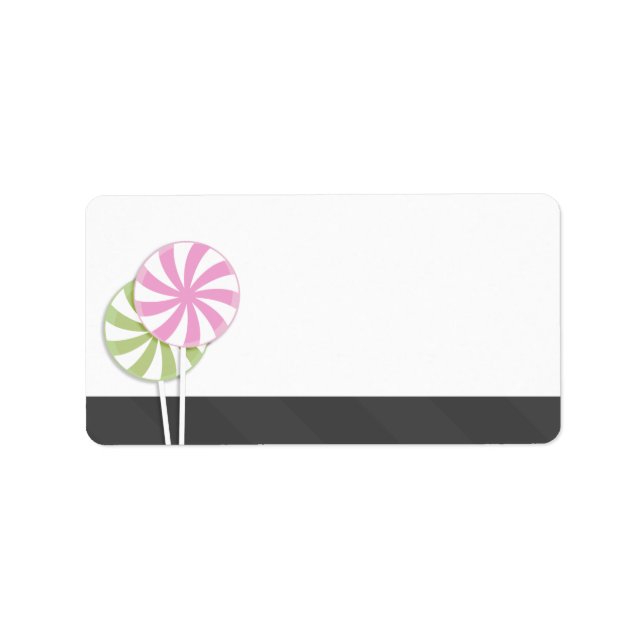 Etiqueta Pink & Green Swirl Lollipop Blank (Frente)