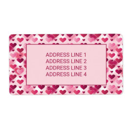 Etiqueta Pink Hearts Pattern With Custom Text