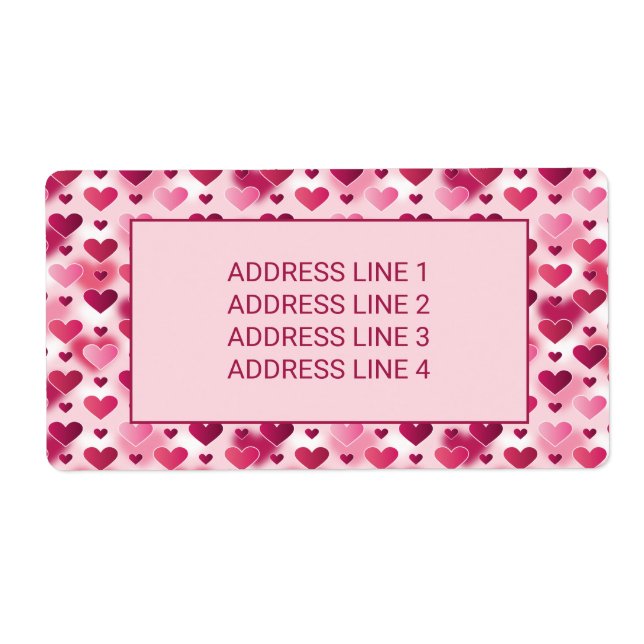 Etiqueta Pink Hearts Pattern With Custom Text (Frente)