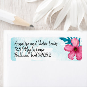 Etiqueta Pink Hibiscus Return Address Label