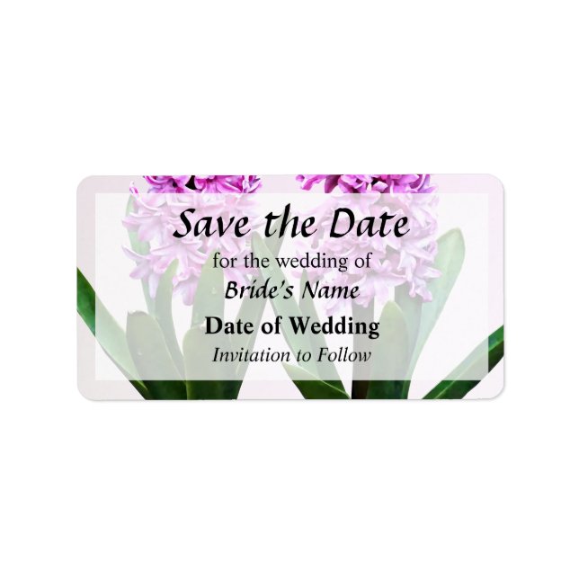 Etiqueta Pink Hyacinth Duo Save the Date (Frente)