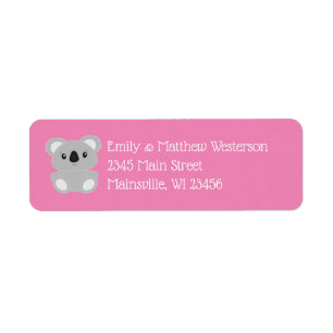 Etiqueta Pink Koala Bear Baby Shower