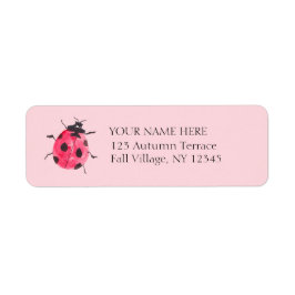 Etiqueta Pink Lady Bug Hand-Painted Return Address Labels