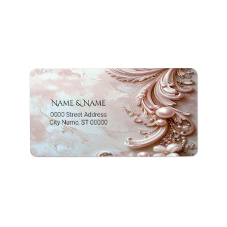 Etiqueta Pink Ornate Pearl and Floral Return Address Label