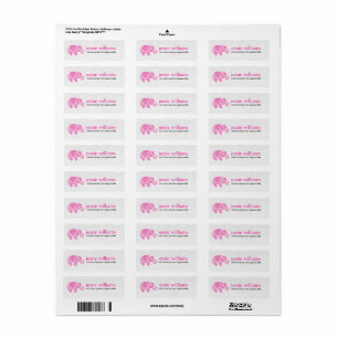 Etiqueta Pink Paisley Elephant Illustration