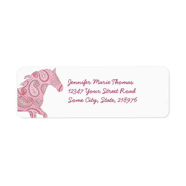 Etiqueta Pink Paisley Horse (Frente)