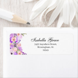 Etiqueta Pink & Purple Floral Return Address Label