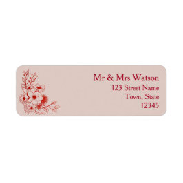 Etiqueta Pink Red Floral Wedding Return Address