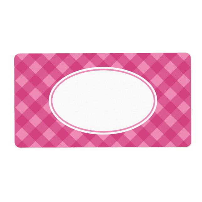 Etiqueta Pink Rose Gingham Labels (Frente)