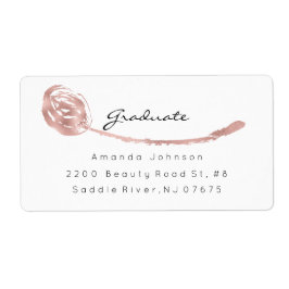 Etiqueta Pink Rose Golden Dots Brush Stroke Graduate