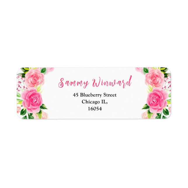 Etiqueta Pink Roses and Foliage Bridal Shower (Frente)