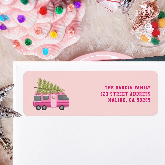 Etiqueta Pink RV Camper de Árbol de Navidad (Subido por el creador)