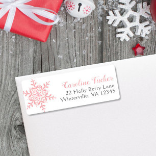 Etiqueta Pink Snowflakes Winter Baby Shower