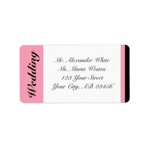 Etiqueta Pink Stripe with Black Wedding Address Labels
