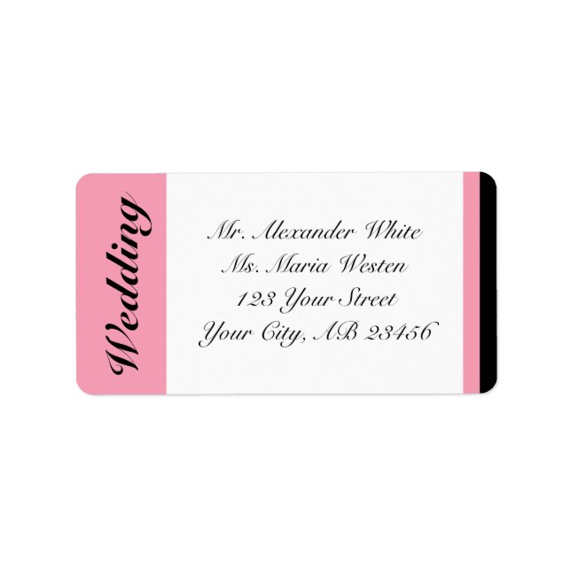 Etiqueta Pink Stripe with Black Wedding Address Labels (Frente)