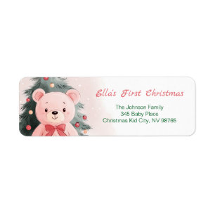 Etiqueta Pink Teddy Bear primera dirección de retorno navid