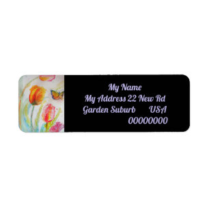 Etiqueta Pink Tulip Watercolour Return Address Labels