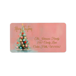 Etiqueta Pink Velvet Christmas Tree Holiday Address