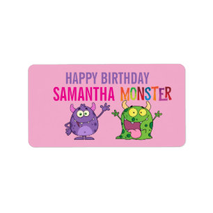 Etiqueta Pink violet monster Fun kids 