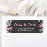 Etiqueta Pink White Chalkboard Snowflake Return Address<br><div class="desc">Stylish pink and white snowflake return address labels. Perfect for a winter baby shower,  winter birthday or Christmas labels.</div>