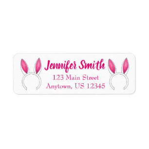 Etiqueta Pink White Cute Semana Santa Conejo Ears Animal