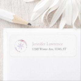 Etiqueta Pink Winter Wonderland Snowflake Return Address