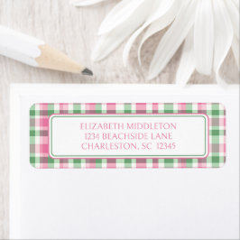 Etiqueta Pink y Green Plaid Personalizados