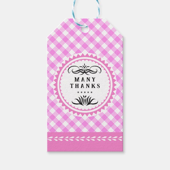 Etiqueta Pinky Pink Gingham Gift (Anverso)