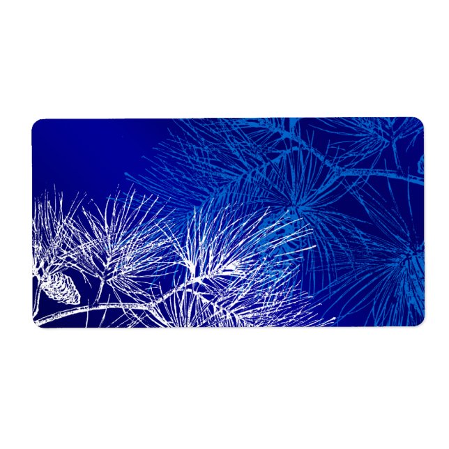 Etiqueta Pino de invierno azul y blanco (Frente)