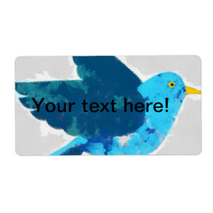 Etiqueta Pintura de ave azul