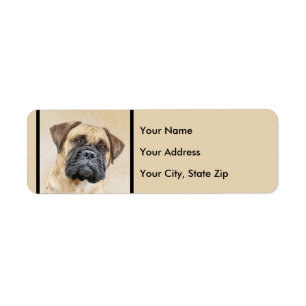 Etiqueta Pintura de Bullmastiff - Arte de Perro Original.