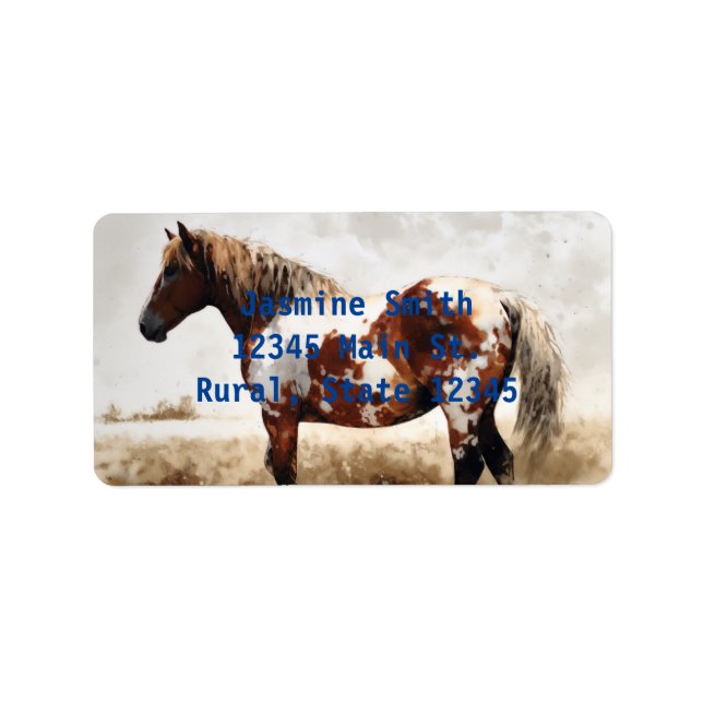 Etiqueta Pintura de caballo de Mustang (Frente)