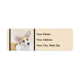 Etiqueta Pintura de Corgi galés de Pembroke - Arte Perro Or