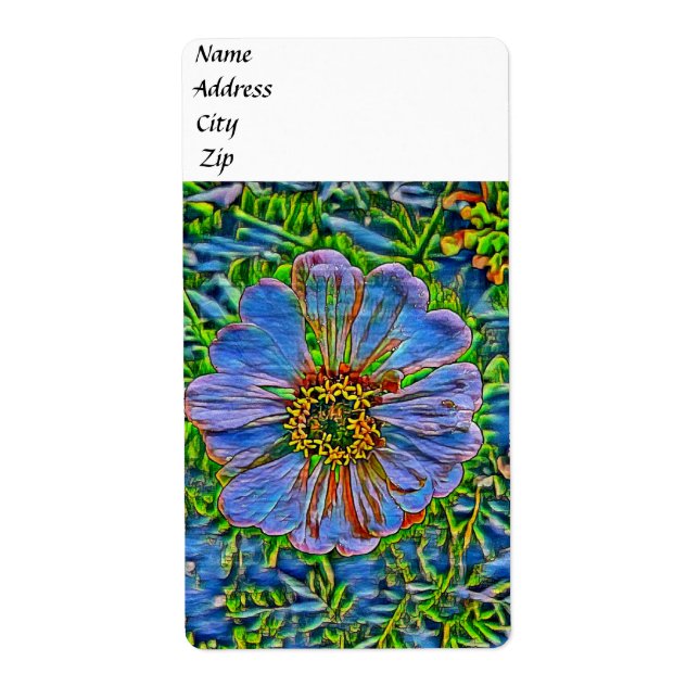 Etiqueta Pintura de flores moradas (Frente)