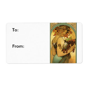 Etiqueta Pintura de fruta de Alphonse Mucha