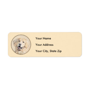 Etiqueta Pintura de Golden Retriever - Cute original Dog Ar