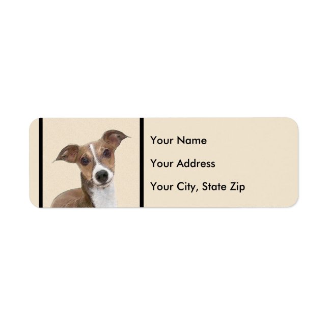 Etiqueta Pintura de Greyhound italiana - Arte Perro Origina (Frente)